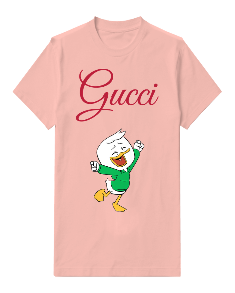 Blush Pink Duck Character Dancing Joyfully Graphic T-Shirt - front product view