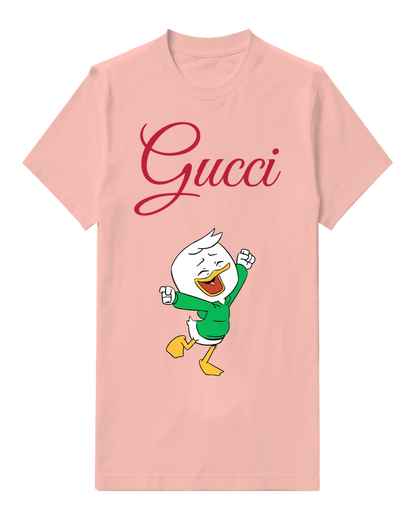 Blush Pink Duck Character Dancing Joyfully Graphic T-Shirt - front product view