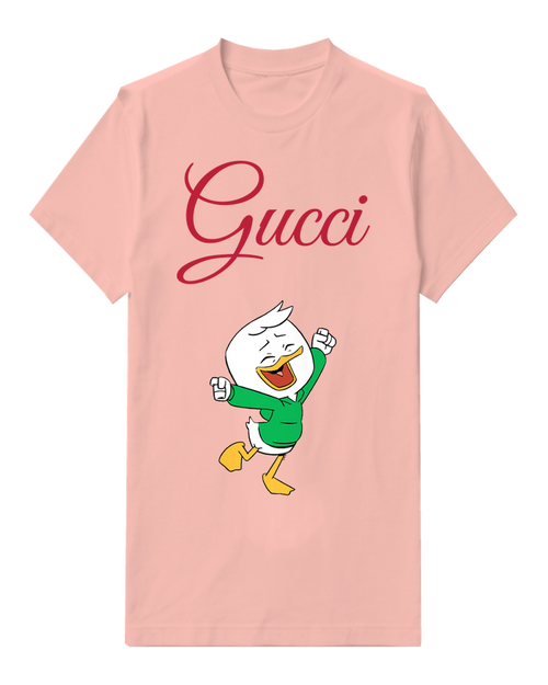 Blush Pink Duck Character Dancing Joyfully Graphic T-Shirt - front product view
