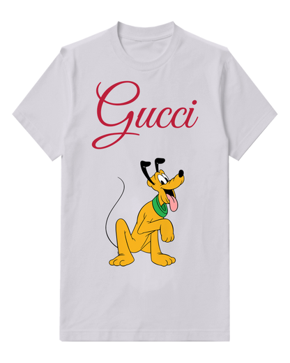 Light Gray Happy Standing Yellow Dog Graphic T-Shirt - front product view