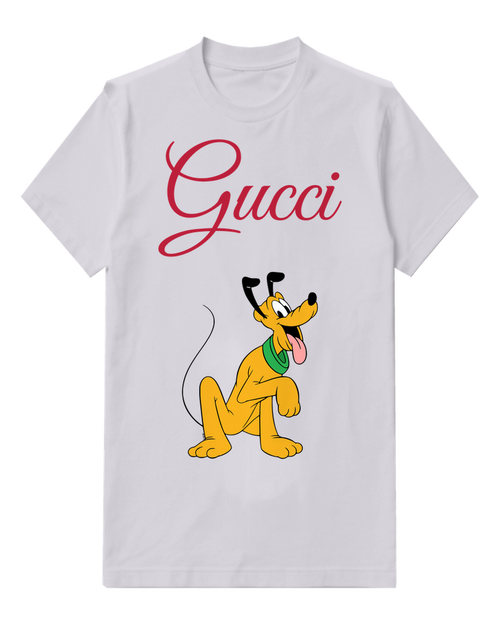 Light Gray Happy Standing Yellow Dog Graphic T-Shirt - front product view