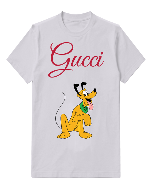 Light Gray Happy Standing Yellow Dog Graphic T-Shirt - front product view
