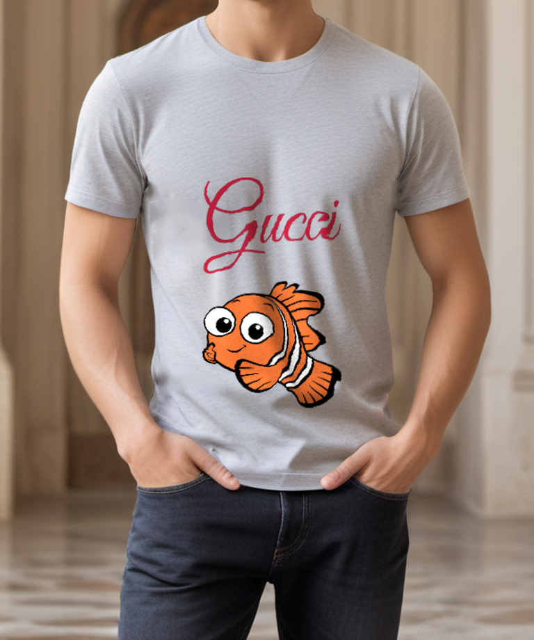 Light Gray Orange Clownfish Graphic T-Shirt - styled view 3