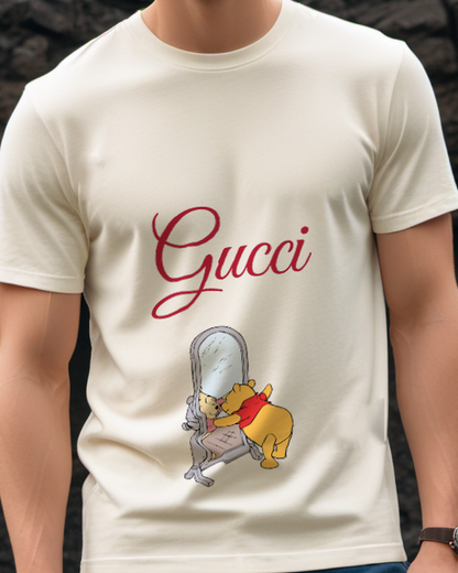 Ivory Winnie The Pooh Hugs Mirror Graphic T-Shirt - model wearing view