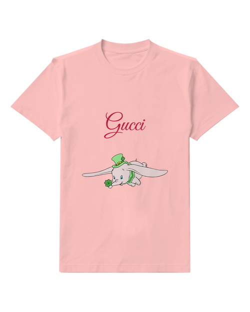 Blush Pink Dumbo In Leprechaun Hat Holding Clover Graphic T-Shirt - front product view
