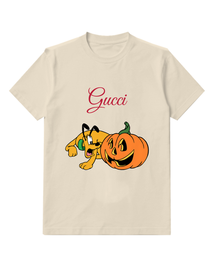 Ivory Pluto Halloween Pumpkin Graphic T-Shirt - front product view