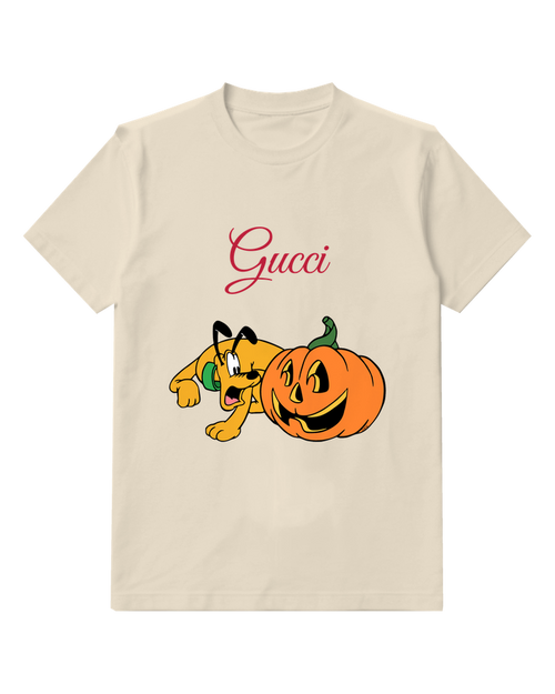 Ivory Pluto Halloween Pumpkin Graphic T-Shirt - front product view