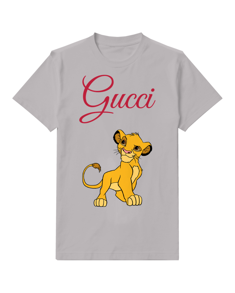Light Gray Seated Lion Cub Turned Head Graphic T-Shirt - front product view