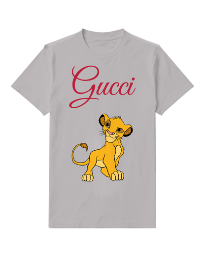 Light Gray Seated Lion Cub Turned Head Graphic T-Shirt - front product view