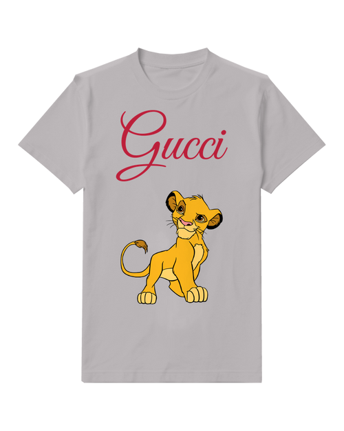 Light Gray Seated Lion Cub Turned Head Graphic T-Shirt - front product view