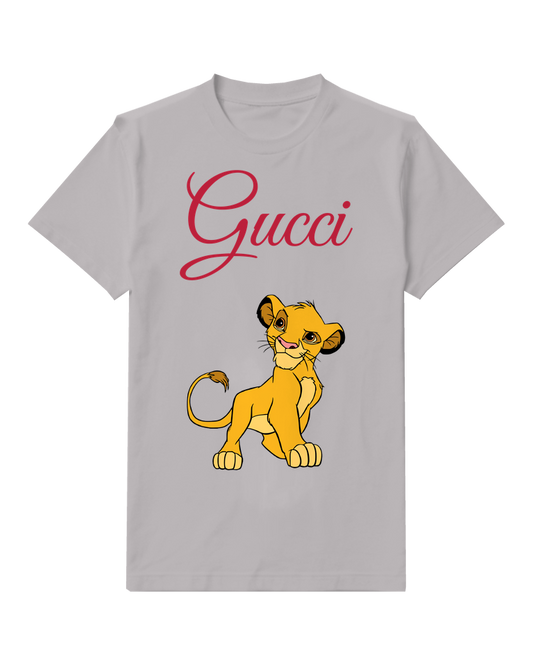 Light Gray Seated Lion Cub Turned Head Graphic T-Shirt - front product view