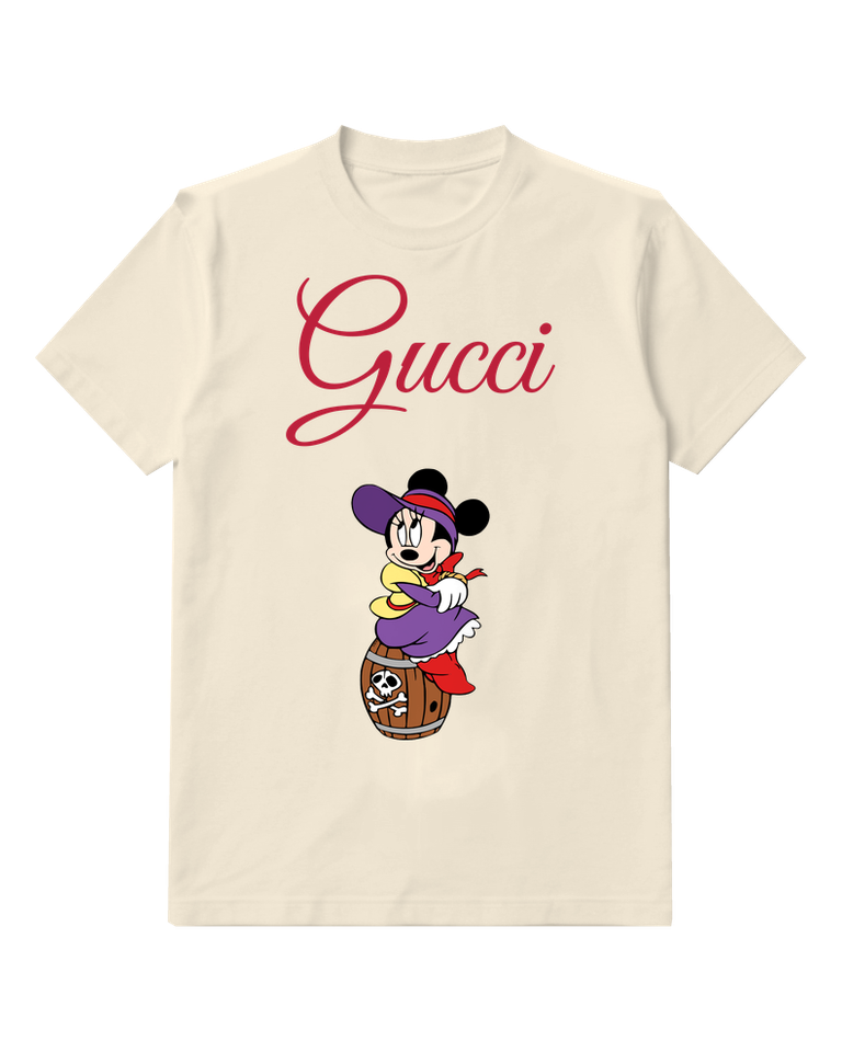 Ivory Minnie Mouse Pirate Barrel Pose Graphic T-Shirt - front product view