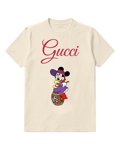 Ivory Minnie Mouse Pirate Barrel Pose Graphic T-Shirt - front product view