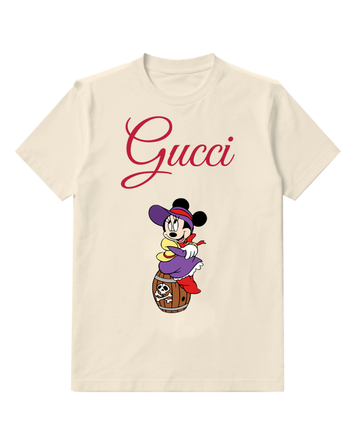 Ivory Minnie Mouse Pirate Barrel Pose Graphic T-Shirt - front product view