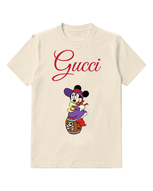 Ivory Minnie Mouse Pirate Barrel Pose Graphic T-Shirt - front product view