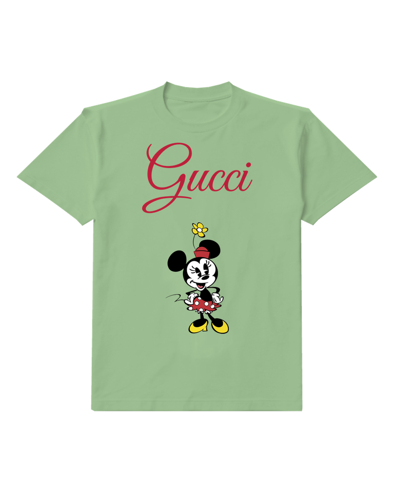 Sage Green Minnie Mouse Dancing Joyfully Graphic T-Shirt - front product view