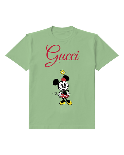Sage Green Minnie Mouse Dancing Joyfully Graphic T-Shirt - front product view