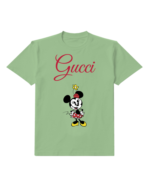 Sage Green Minnie Mouse Dancing Joyfully Graphic T-Shirt - front product view