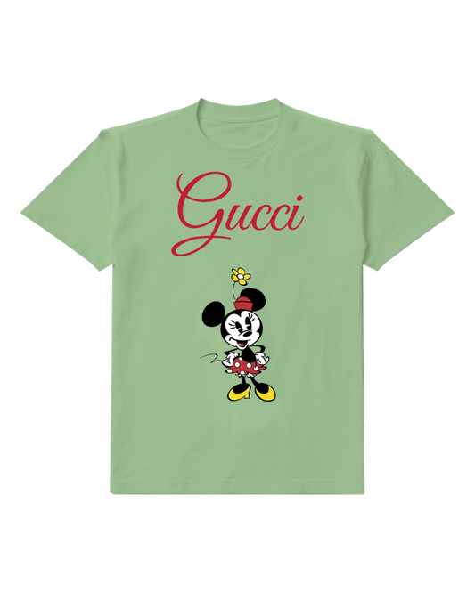 Sage Green Minnie Mouse Dancing Joyfully Graphic T-Shirt - front product view