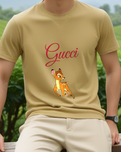 Tan Fawn Lifted Foreleg Graphic T-Shirt - model wearing view