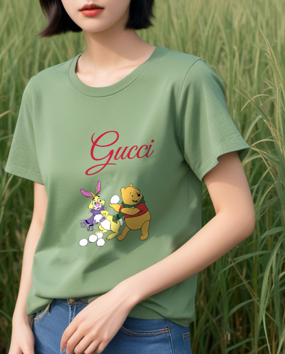 Sage Green Bear and Woodland Friends Graphic T-Shirt - styled view 3