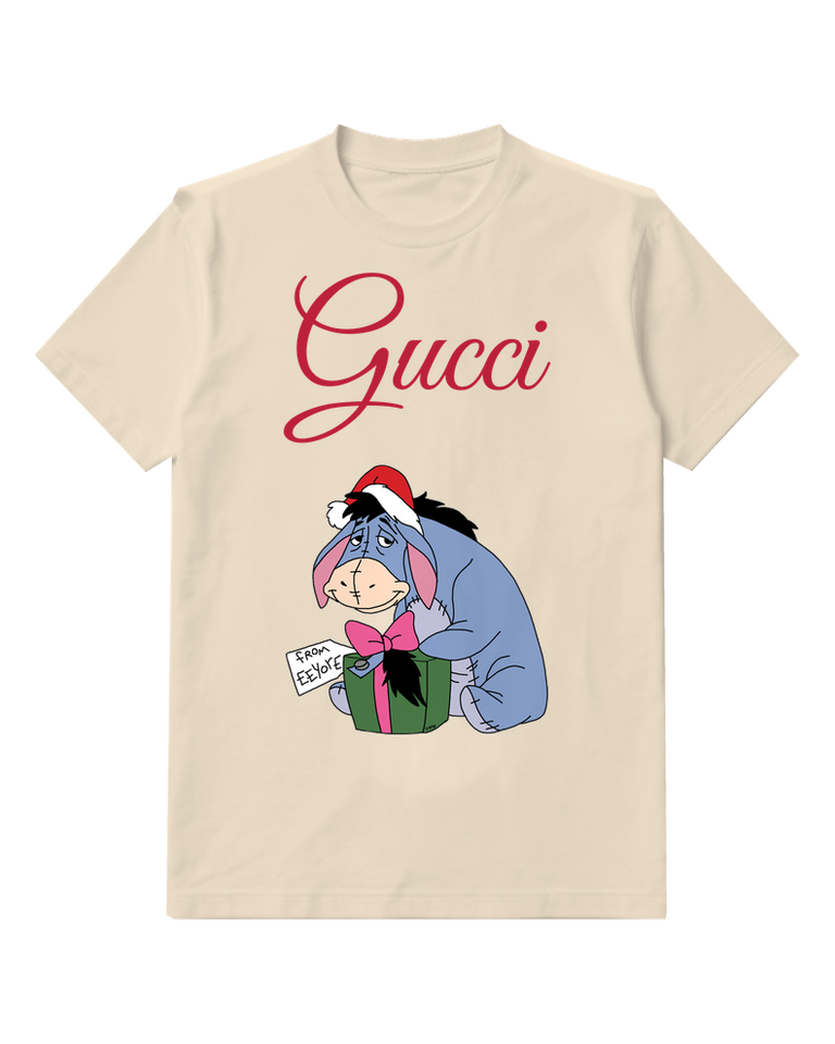 Ivory Donkey Holding Green Parcel Graphic T-Shirt - front product view