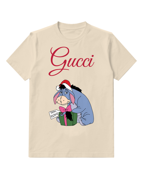 Ivory Donkey Holding Green Parcel Graphic T-Shirt - front product view