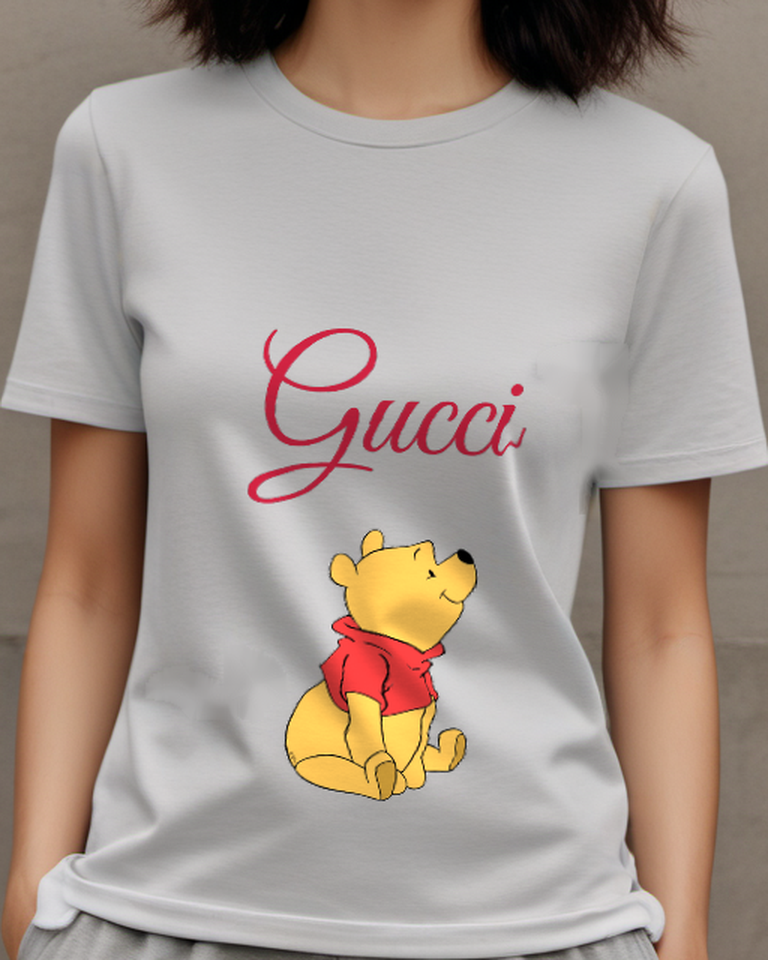 Light Gray Sitting Bear In Red Scarf Graphic T-Shirt - model wearing view